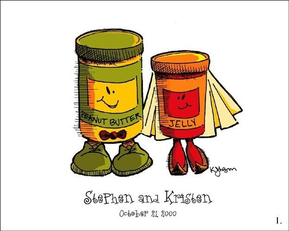 Peanut Butter And Jelly Print Personalize With Names And Date Etsy