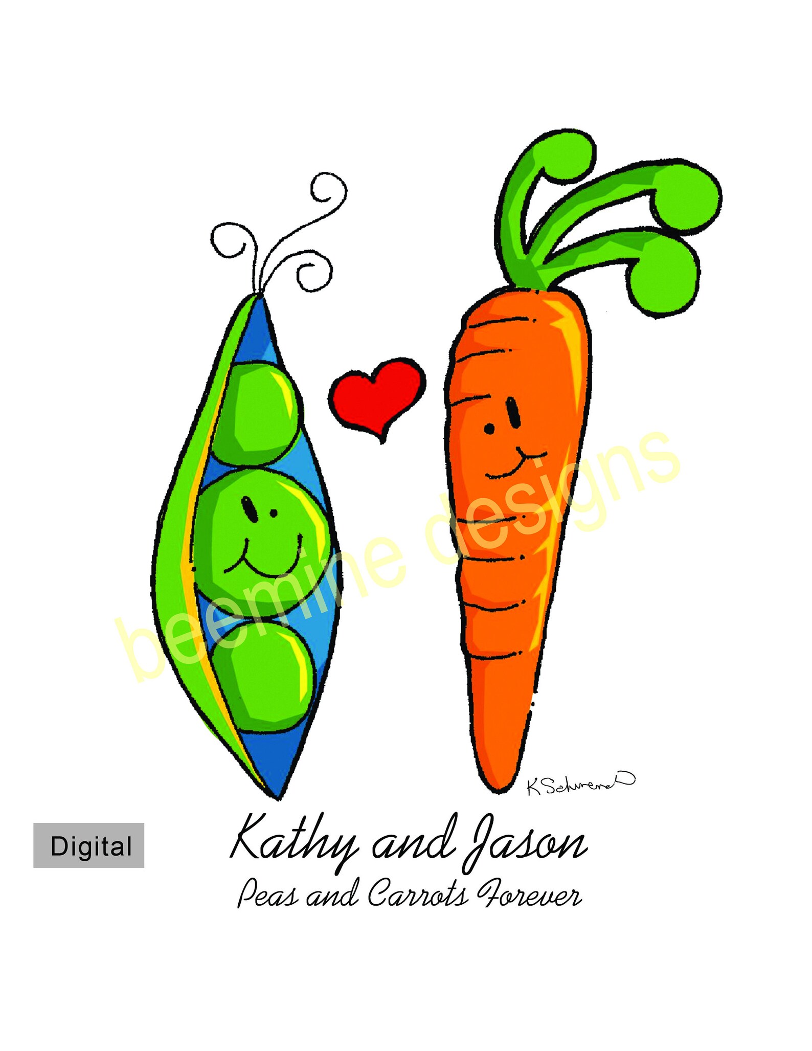 PEAS AND CARROT Digital Print Editable Pdf Personalize With Etsy