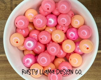 15mm Silikonperlen - Pfirsichfarbener Bellini Glow Opal Mix - Flüssigschimmer Perlenmix für Armbänder, Schlüsselanhänger, Stifte, Bastelbedarf