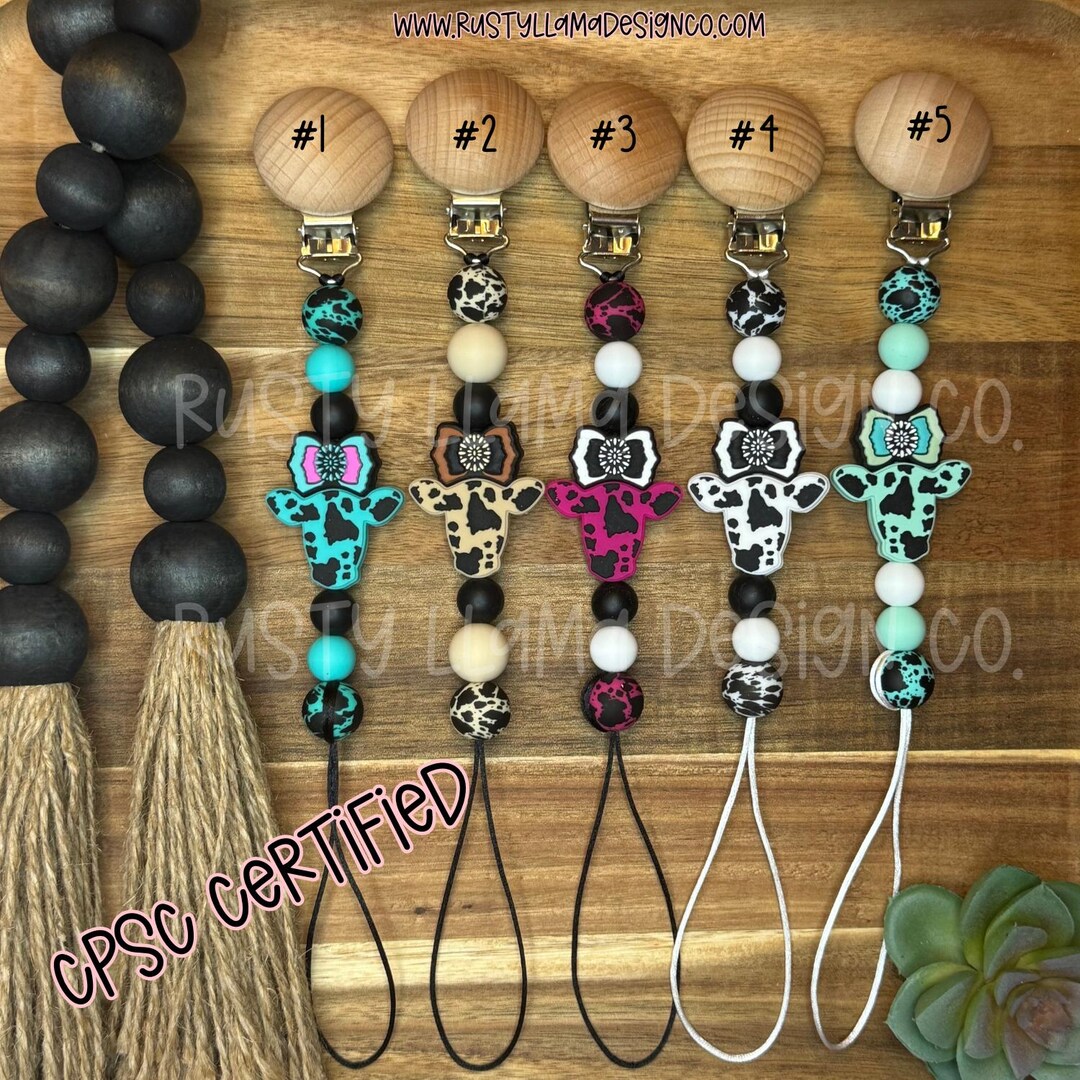 Cow Print Pacifier Clip – CPSC Certified - Etsy
