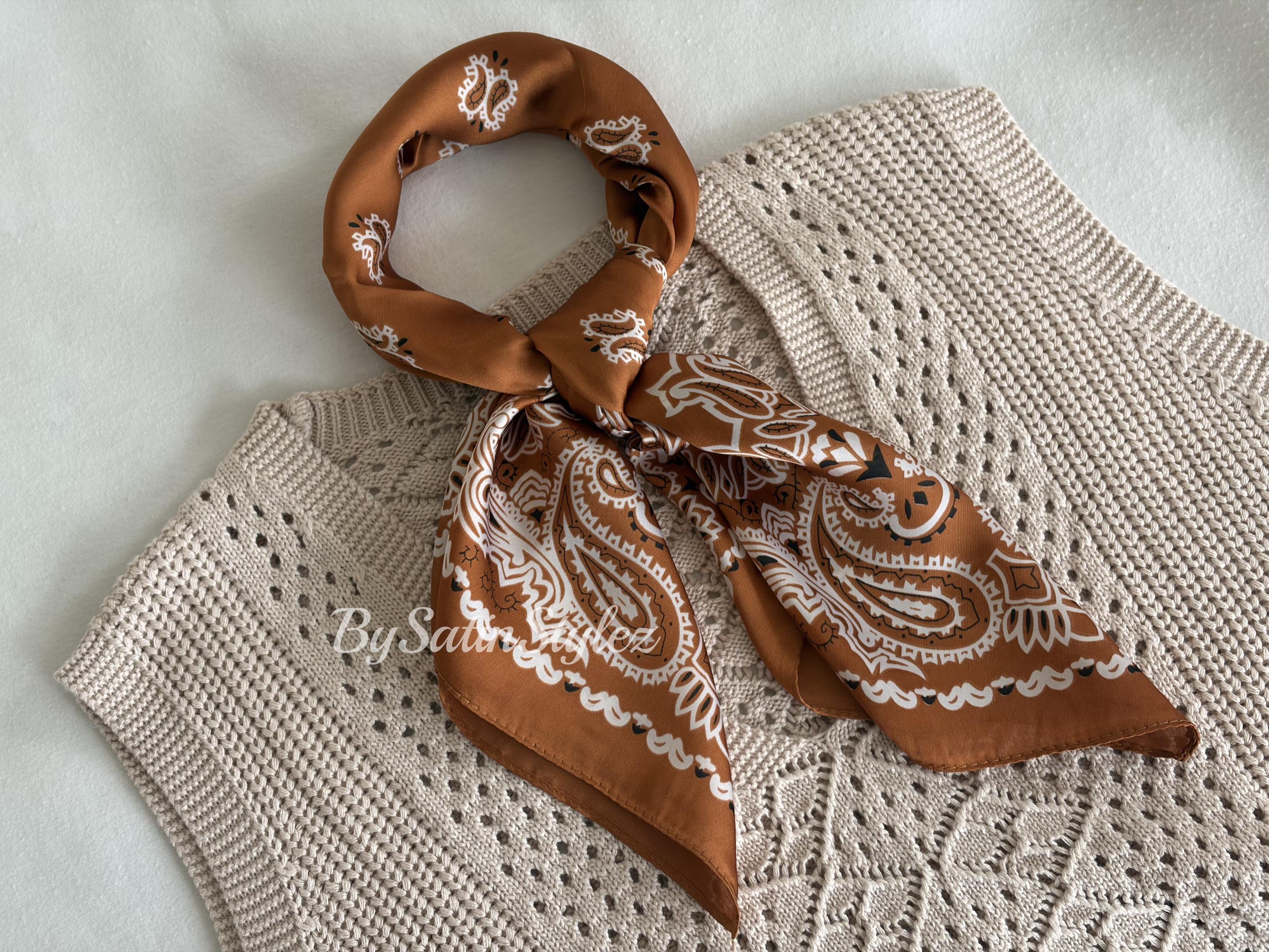 Satin Paisley Scarf, Paisley Neck Scarf, 27