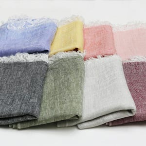 100% Soft Linen Scarf, Lightweight Linen Scarves in 8 Colors for Women & Men, Long Pure Linen Scarf, Personalized Scarf, Pick 3 For Discount