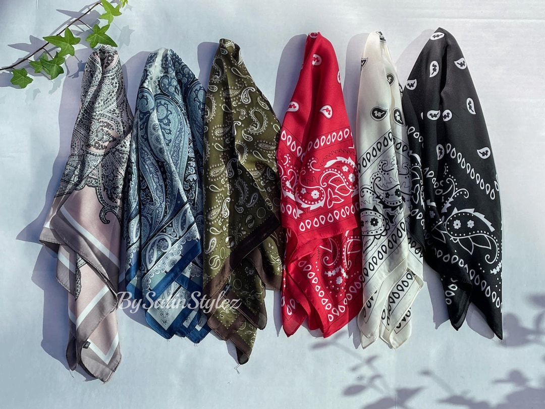 Satin Paisley Scarf, Paisley Neck Scarf, 27