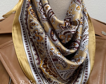 Satin Paisley Scarf, Paisley Neck Scarf, 27