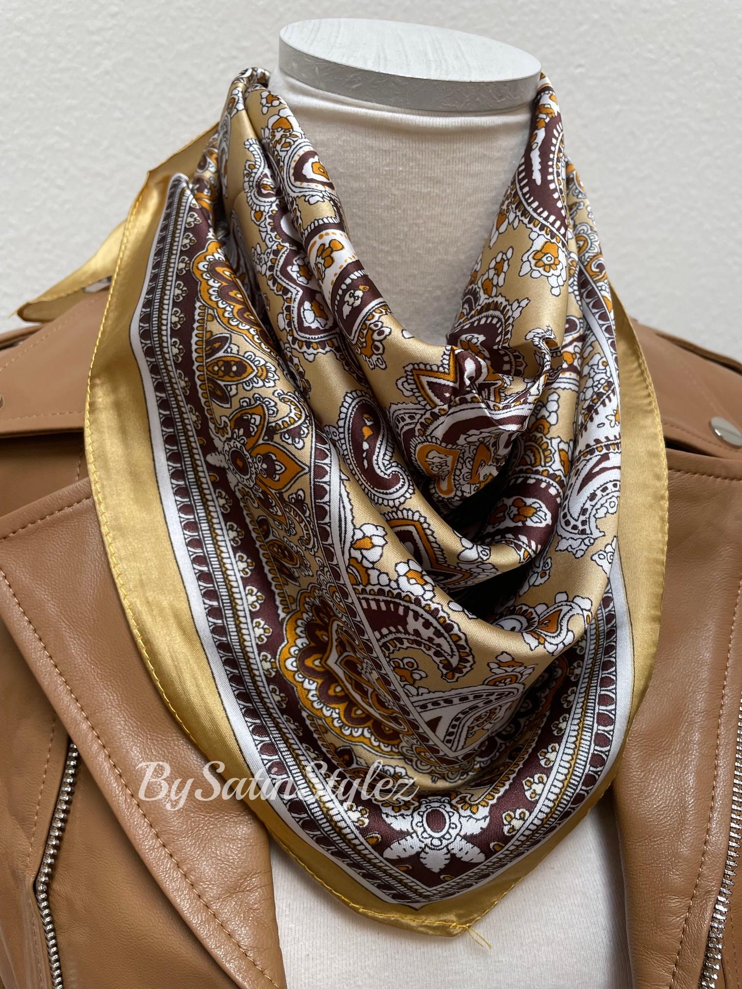 Satin Paisley Scarf, Paisley Neck Scarf, 27