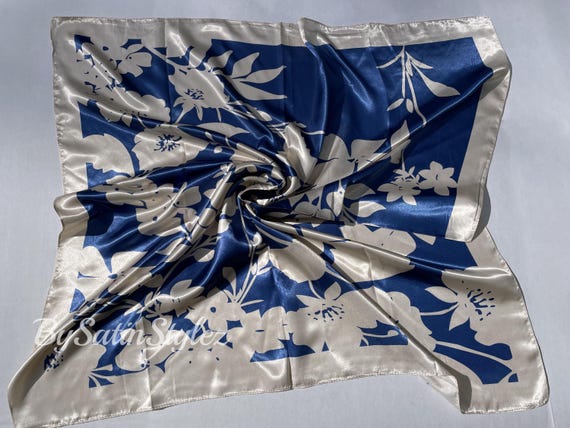 Large Satin Scarf, Silk Feel Neck Scarf, Floral Square Scarf, Silky Hair Scarf, Turban Head Scarf, Personalized Scarf, Pick 3 For Discount