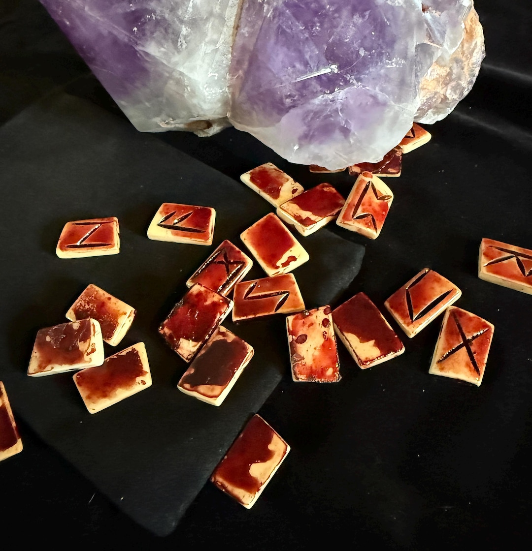 Runes Real Bone and Blood Runes - Elder Futhark - Etsy