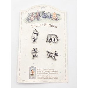 Danforth Pewterers Winnie the Pooh Buttons Set of 4 Classic Disney Vintage