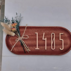 Decoración de número de puerta personalizada: entrada de casa elegante y creativa, villa, decoración de puerta de dormitorio con flores secas de bricolaje, números 3D para el hogar moderno