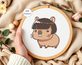 Cute Capybara Cross Stitch Pattern Funny Animal Embroidery PDF Easy Counted Cross Stitch for Beginners DIY Nursery Art Capybara Lovers Gifts