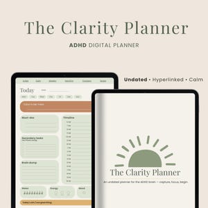 ADHD Digital Planner | Odaterad GoodNotes Planner iPad | ADHD Daglig Veckovis Månadsplanerare | Brain Dump Uppgiftsspårare Neurodivergent Vuxen