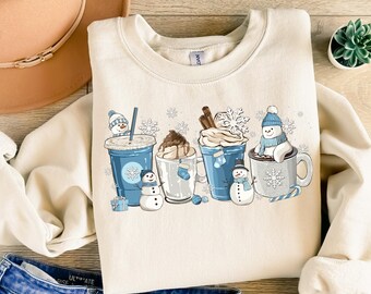Winter Kaffeetassen Sweatshirt, Winter Sweatshirt, Gemütlicher Saison Pullover, Winter Pullover, Winter Hoodie, Kaffee Hoodie, Kaffee Liebhaber Geschenk