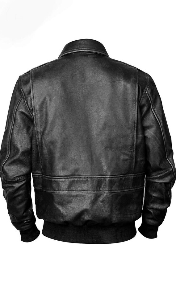 Mens Black Navy Flying Pilot A2 G1 Bomber Aviator Biker Retro Real