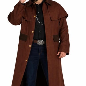Abrigo largo de algodón estilo vaquero pistolero del Viejo Oeste para hombre