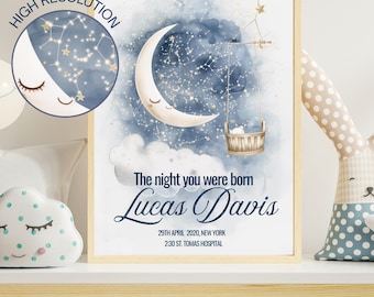 Personalized Baby Star Map Print • Celestial Nursery Art (Digital Download)
