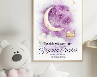 Lámina personalizada con mapa estelar para bebés • Recuerdo personalizado para recién nacidos (Descarga digital)