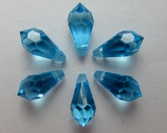 6pc 13mm Thunder Polish Crystal Cobalt Blue Teardrop Pendant Charms