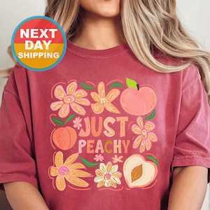 Just Peachy Shirt, Summer Shirts, Cute Womens Shirt, Retro Summer Shirt, Gifts For Peach Lovers, Summer Vibes Shirt, Vintage Comfort Colors