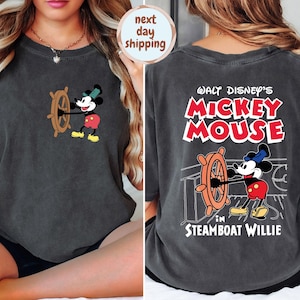 Retro Walt Disney&#39;s Mickey Mouse in Steamboat Willie Shirt, Disney Cruise Shirt, Classic Mickey Mouse Steamboat Willie Family Vacation 2025