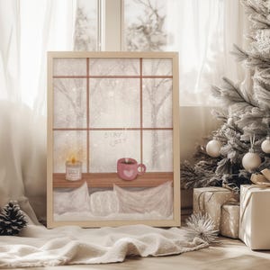 Winter Window View Print: Cozy Winter printable wall Art (Digital Download)
