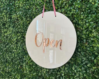 White acrylic Open close sign, open sign for beauty shop, open sign for hair dresser
