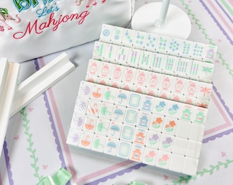 Travel Mahjong Tile Set - Garden Party Pastel Mahjong Tiles