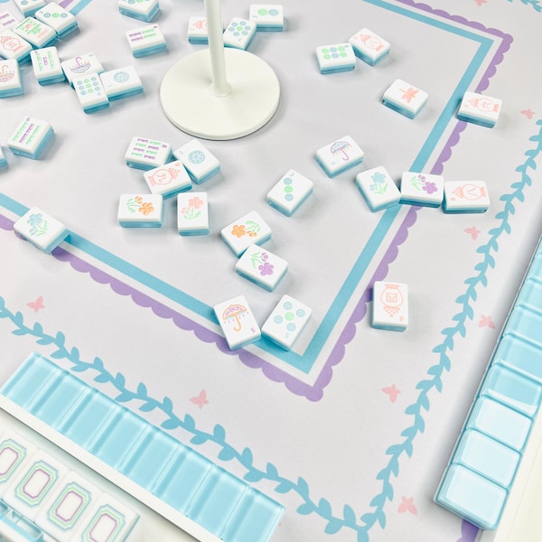 Mahjong Tiles Garden Party and Matching Neoprene Mat