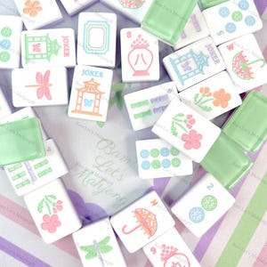 Mahjong Tiles Garden Party and Matching Mat