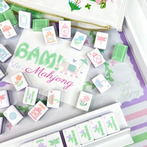 Mahjong Tiles Garden Party and Matching Neoprene Mat