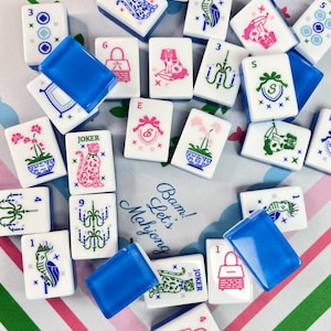 Mahjong Tiles Grandmillennial and Matching Neoprene Mat