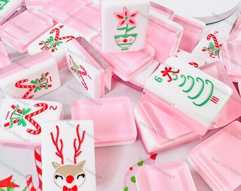 Mahjong Christmas Tiles with Mat and Shufflers