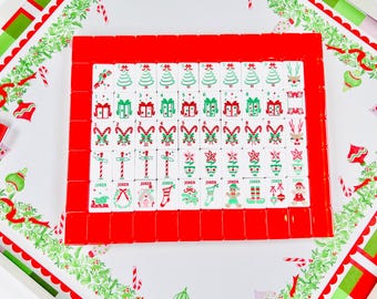Tessere di Natale per Mahjong con tappetino e mescolatori: pre-ordine (consegna a ottobre)