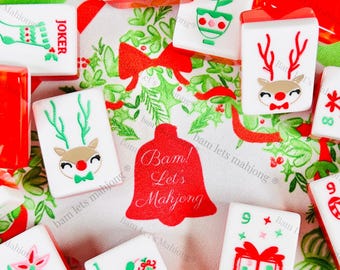 Mahjong Christmas Tiles with Mat and Shufflers