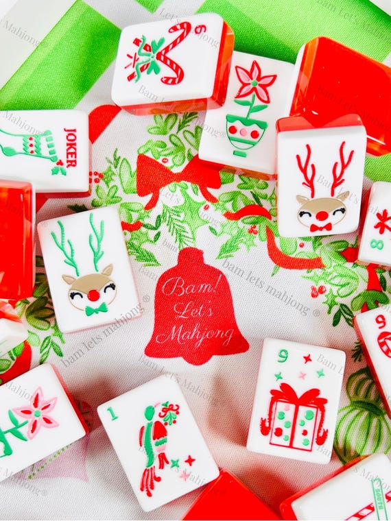 Mahjong Christmas Tiles With Mat and Shufflers - Etsy