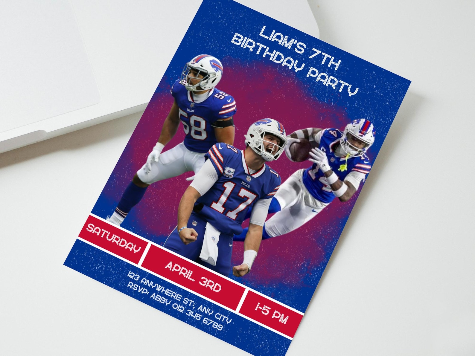 Buffalo Bills Birthday Invitation: Allen, Diggs, Milano (canva Template ...