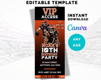 Bengals Birthday Invitation: Burrow & Chase, Canva Template (Digital Download)
