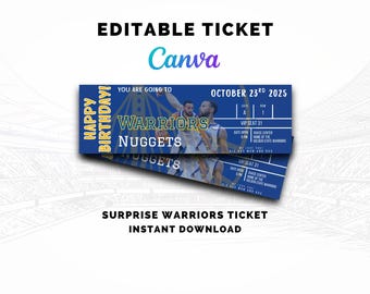 Golden State Warriors Surprise Ticket Gift: Any Game Editable Canva Template, Instant Download