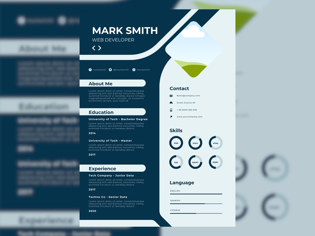 Modern Web Developer Resume Template – Clean & Professional CV Design ...