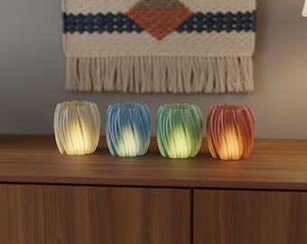 3D Printed Swirl Tealight Holder | LED Candle Included | Cozy Home Decor | Choose Your Colour | Handmade in France