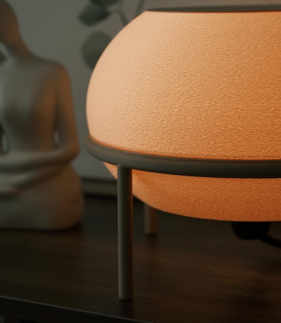 3D Printed Japandi Tripod Table Lamp | E14 Bulb Included | Warm Ambient Light | Handmade in France | 19 Colours