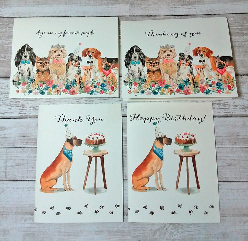Dog Greeting Card Set Dog Lovers Cards Dog Happy Birthday Etsy
