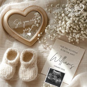 2026 New Year Baby Announcement – Editable Digital Pregnancy Reveal Template for Social Media | Gender Neutral &#39;See you next year&#39; Design