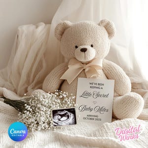 Neutral Pregnancy Announcement Floral | Minimal Digital Baby Reveal for Social Media | Neutral Gender Reveal Template