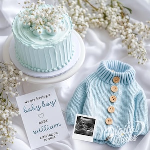 It&#39;s a Boy Pregnancy Announcement Digital Baby Boy Reveal Editable Baby Shower Gender Reveal Social Media Template Blue Aesthetic Reveal
