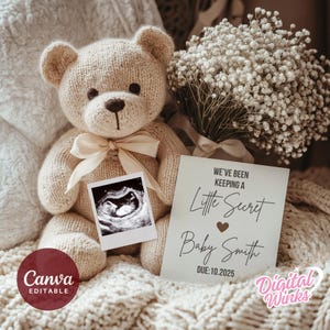 Neutral Pregnancy Announcement Floral | Digital Baby Reveal | Spring Gender Reveal Template | Social Media Pregnancy Announcement