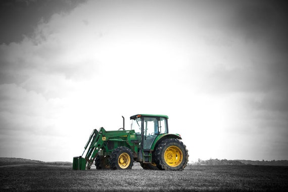 Traktor Foto John Deere Grun Kunstdruck Schwarz Weiss Foto Etsy
