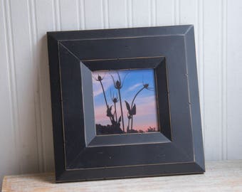 Nature Photography, Framed Art Print, Sunset Silhouette, Thistles Weeds Dreamy Photo