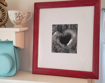 Romantic Black and White Heart Photograph framed, Woodland Romance, Wedding Engagement Valentines Day