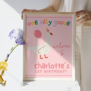 One Silly Goose Birthday Welcome Sign: Editable First Birthday Theme (Digital Download)