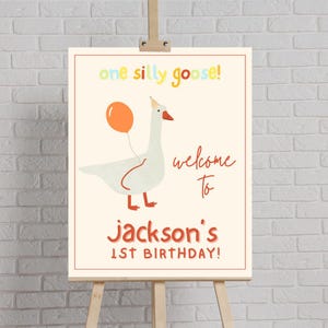 Silly Goose Birthday Welcome Sign: First Birthday Party Decor (Digital Download)